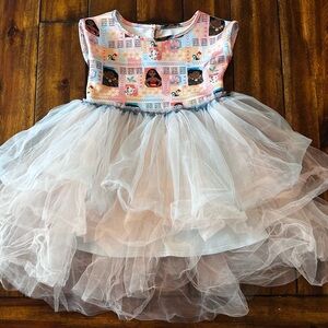 Colorful Disney MOANA Tulle Dress with Cartoon Print